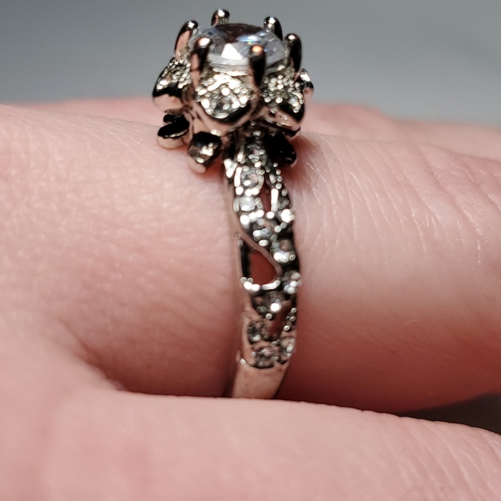 White Sapphire Sterling Silver Ring